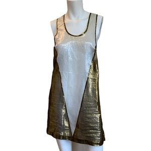 Grey Ant Silk Gold Silver Silk Metallic Sheer Tank Dress sz S